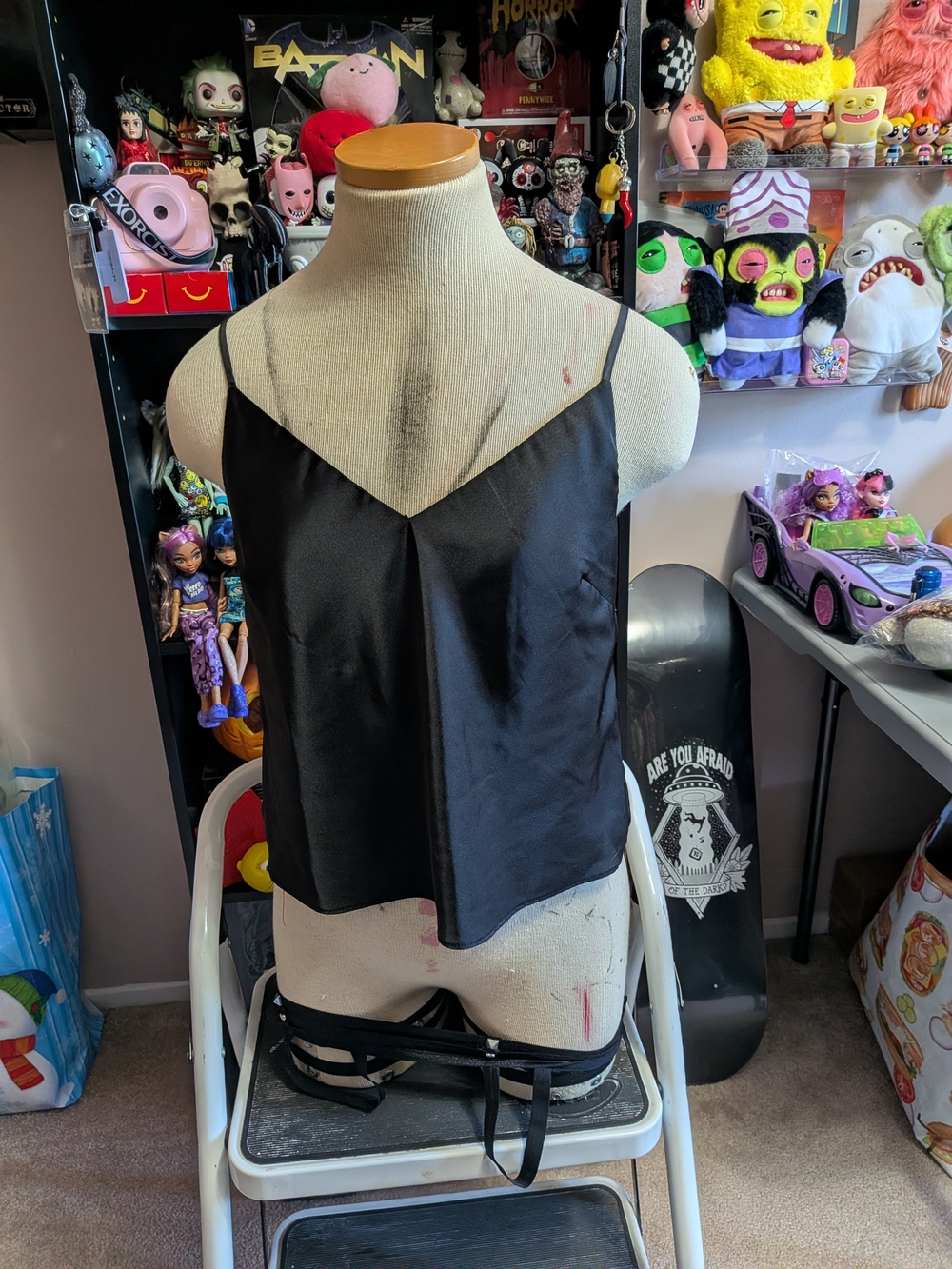 Black Satin Spaghetti Strap Cami Top